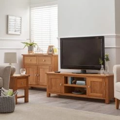 Dunelm Bromley Wide TV Unit Oak 9 Dunelm Bromley Wide TV Unit Oak -furniture Shop 1000157737 alt01
