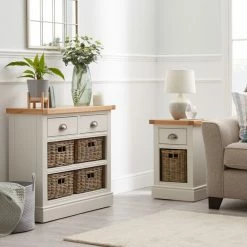 Dunelm Compton Ivory Console Table With Baskets -furniture Shop 1000157740 alt01