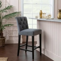 Dunelm Newbury Bar Stool Grey Velvet -furniture Shop 1000157976 alt01