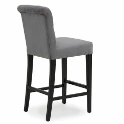 Dunelm Newbury Bar Stool Grey Velvet -furniture Shop 1000157976 alt04