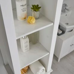 Lloyd Pascal Marble Effect Tall Cabinet -furniture Shop 1000160242 alt04