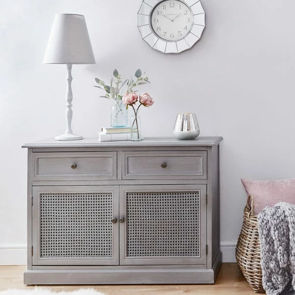 Dunelm Lucy Cane Grey Small Sideboard 3 Dunelm Lucy Cane Grey Small Sideboard