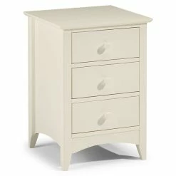 Julian Bowen Cameo 3 Drawer Bedside Table, Stone White & Pine