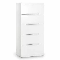 Julian Bowen Manhattan Slim 5 Drawer Chest, White