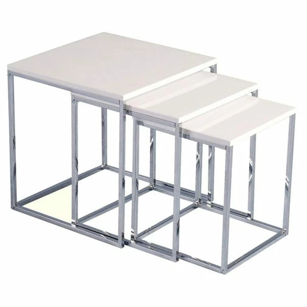 Seconique Charisma White High Gloss Nest Of Tables 3 Seconique Charisma White High Gloss Nest Of Tables