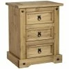 Seconique Premiere Corona 3 Drawer Bedside Table, Pine -furniture Shop 30413231