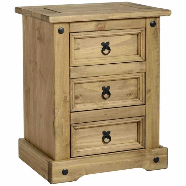 Seconique Premiere Corona 3 Drawer Bedside Table, Pine 3 Seconique Premiere Corona 3 Drawer Bedside Table, Pine