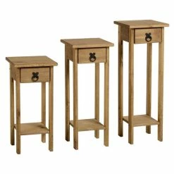 Seconique Corona Pine Set Of 3 Plant Stands