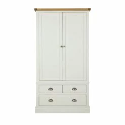 Dunelm Compton Double 3 Drawer Wardrobe, Ivory & Oak -furniture Shop 30605616 alt01