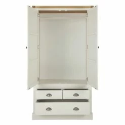 Dunelm Compton Double 3 Drawer Wardrobe, Ivory & Oak -furniture Shop 30605616 alt03