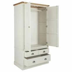 Dunelm Compton Double 3 Drawer Wardrobe, Ivory & Oak -furniture Shop 30605616 alt04