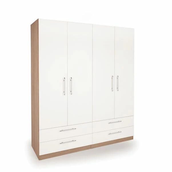 Harmony Hyde 4 Door 4 Drawer Wardrobe, White 3 Harmony Hyde 4 Door 4 Drawer Wardrobe, White