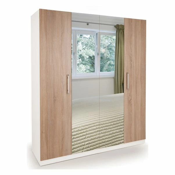 Harmony Euston 4 Door Wardrobe, White & Mirrored 3 Harmony Euston 4 Door Wardrobe, White & Mirrored