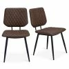 Dunelm Austin Set Of 2 Faux Leather Brown Dining Chairs -furniture Shop 30647372