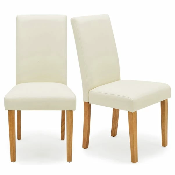 Dunelm Hugo Set Of 2 Faux Leather Cream Dining Chairs 4 Dunelm Hugo Set Of 2 Faux Leather Cream Dining Chairs - Image 2