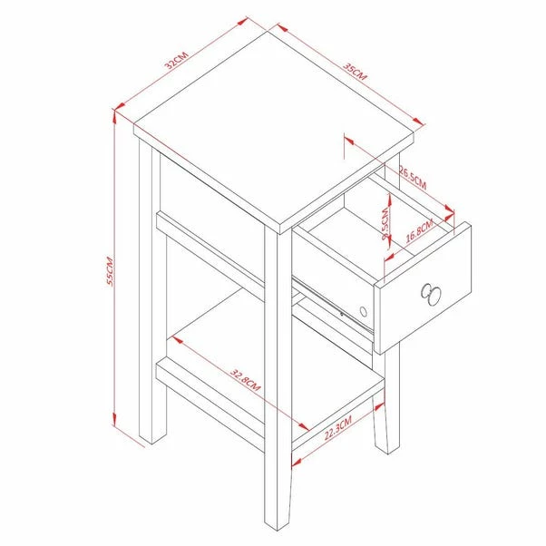 Dunelm Lynton 1 Drawer Small Bedside Table 4 Dunelm Lynton 1 Drawer Small Bedside Table - Image 2
