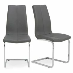 Dunelm Jamison Set Of 2 Faux Leather Grey Dining Chairs -furniture Shop 30668447 alt01