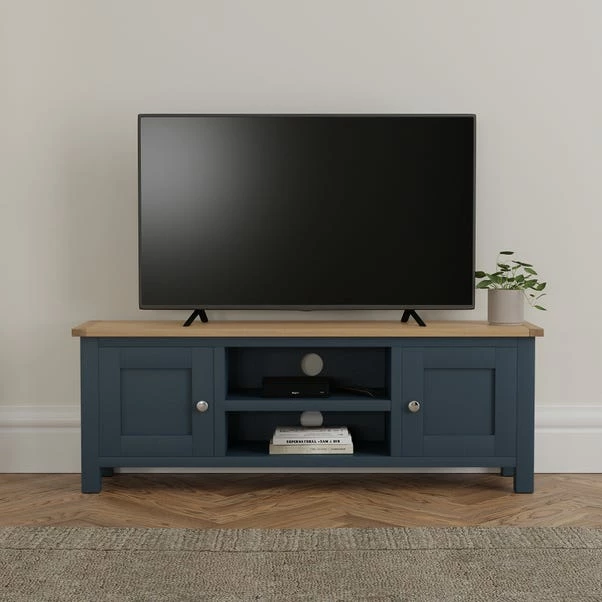 Dunelm Bromley Blue Wide TV Stand 3 Dunelm Bromley Blue Wide TV Stand