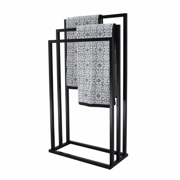 Lloyd Pascal Black 3 Rail Free Standing Towel Holder 3 Lloyd Pascal Black 3 Rail Free Standing Towel Holder