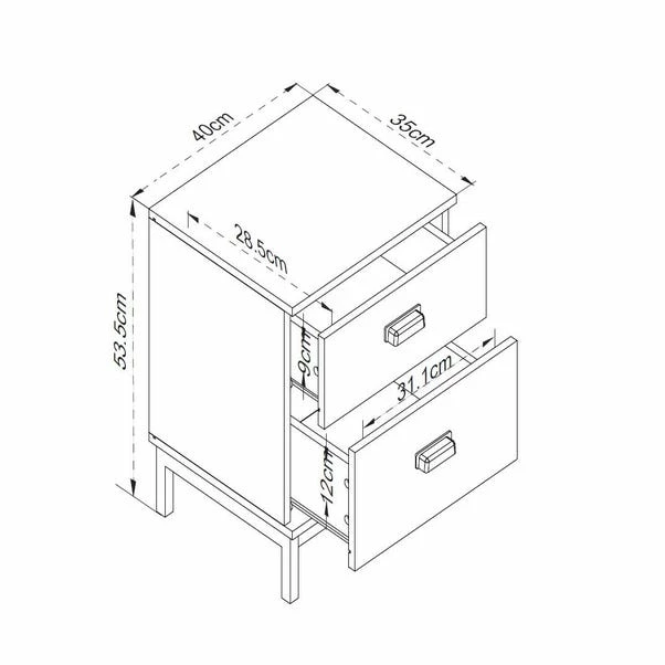 Dunelm Fulton 2 Drawer Bedside Table 4 Dunelm Fulton 2 Drawer Bedside Table - Image 2