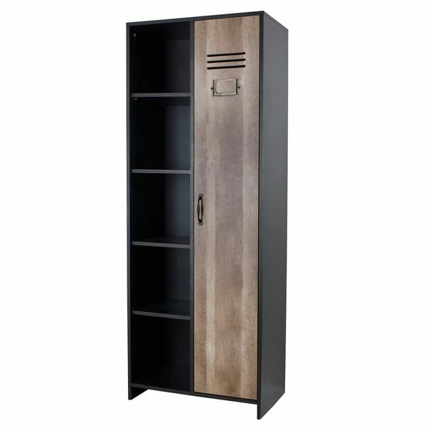 Lloyd Pascal Single Wardrobe With Side Shelves, Black 4 Lloyd Pascal Single Wardrobe With Side Shelves, Black - Image 2