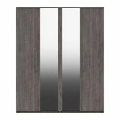 One Call Furniture Parker 4 Door Wardrobe, Mirrored