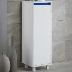 Lloyd Pascal Vienna White Single Door Floor Cabinet With Reversible 4 In 1 Colour Bar