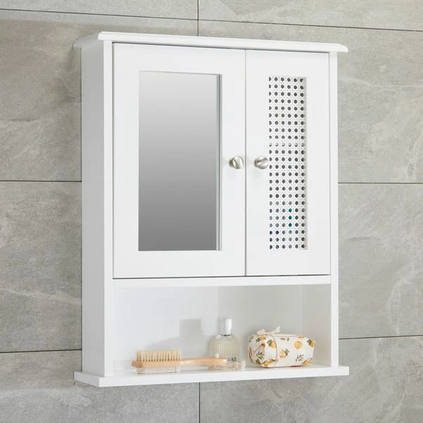 Lloyd Pascal Palermo Cane White Wall Mirror Cabinet 3 Lloyd Pascal Palermo Cane White Wall Mirror Cabinet