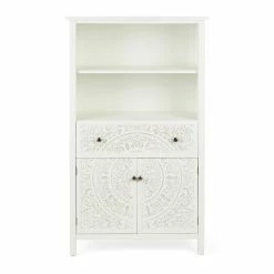 Dunelm Samira Tall 2 Door & 1 Drawer Chest, White -furniture Shop 30748013 alt03
