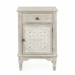 Dunelm Lucille 1 Drawer & 1 Door Bedside Table, White Wash -furniture Shop 30748018 alt01