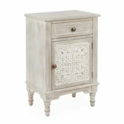 Dunelm Lucille 1 Drawer & 1 Door Bedside Table, White Wash -furniture Shop 30748018 alt02