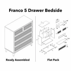 Dunelm Franco 5 Drawer Chest, Black -furniture Shop 30768078 alt09
