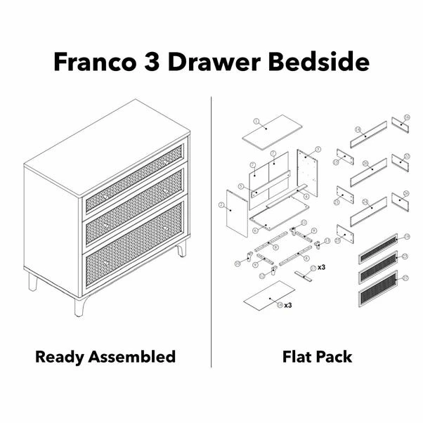 Dunelm Franco 3 Drawer Chest, Black 4 Dunelm Franco 3 Drawer Chest, Black - Image 2