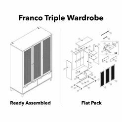 Dunelm Franco Triple Wardrobe, Black -furniture Shop 30768521 alt09