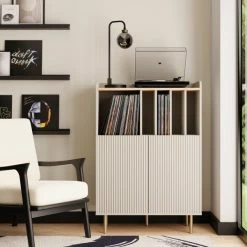 Dunelm Georgi Vinyl Cabinet Natural