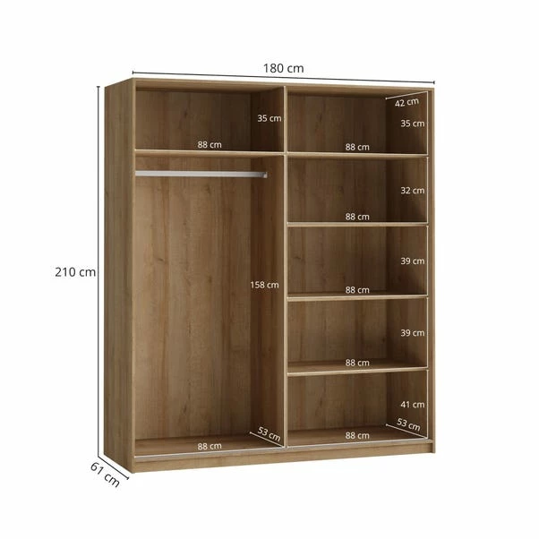 Dunelm Lincoln 180cm Sliding Double Wardrobe 7 Dunelm Lincoln 180cm Sliding Double Wardrobe - Image 5