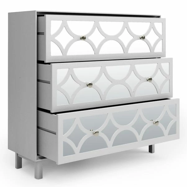 Dunelm Delphi 3 Drawer Chest, Grey & Mirrored 7 Dunelm Delphi 3 Drawer Chest, Grey & Mirrored - Image 5