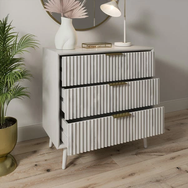 Dunelm Neena 3 Drawer Chest, White Wash Acacia Wood 4 Dunelm Neena 3 Drawer Chest, White Wash Acacia Wood - Image 2