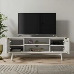 Dunelm Neena TV Unit, White Wash Acacia Wood -furniture Shop 30781311 alt02