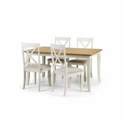 Julian Bowen Davenport Rectangular Dining Table With 4 Dining Chairs Ivory With Oak 9 Julian Bowen Davenport Rectangular Dining Table With 4 Dining Chairs Ivory With Oak -furniture Shop 30794218 alt03