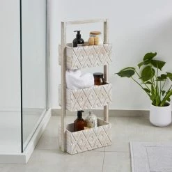 Dunelm 3 Tier Diamond Carved Wooden Caddy