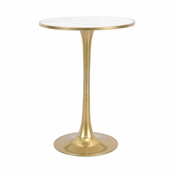 Dunelm Silas White Faux Marble Bar Table Gold 6 Dunelm Silas White Faux Marble Bar Table Gold - Image 4
