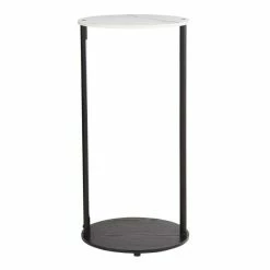 Dunelm Aiko Side Table With 1 LED Light Black And Faux Marble -furniture Shop 30802418 alt04