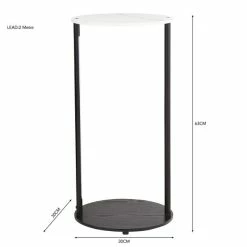 Dunelm Aiko Side Table With 1 LED Light Black And Faux Marble -furniture Shop 30802418 alt05