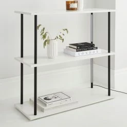 Dunelm Aiko Console Table With 2 LED Lights Black And Faux Marble -furniture Shop 30802419 alt01