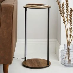 Dunelm Fulton Side Table With LED Lights Rustic Pine -furniture Shop 30802439 alt01
