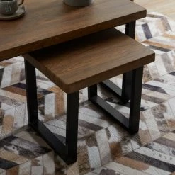 Dunelm Freddie Rustic Wood Effect Nest Coffee Table -furniture Shop 30809245 alt01