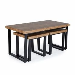 Dunelm Freddie Rustic Wood Effect Nest Coffee Table -furniture Shop 30809245 alt02