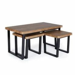 Dunelm Freddie Rustic Wood Effect Nest Coffee Table -furniture Shop 30809245 alt03