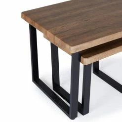 Dunelm Freddie Rustic Wood Effect Nest Coffee Table -furniture Shop 30809245 alt05